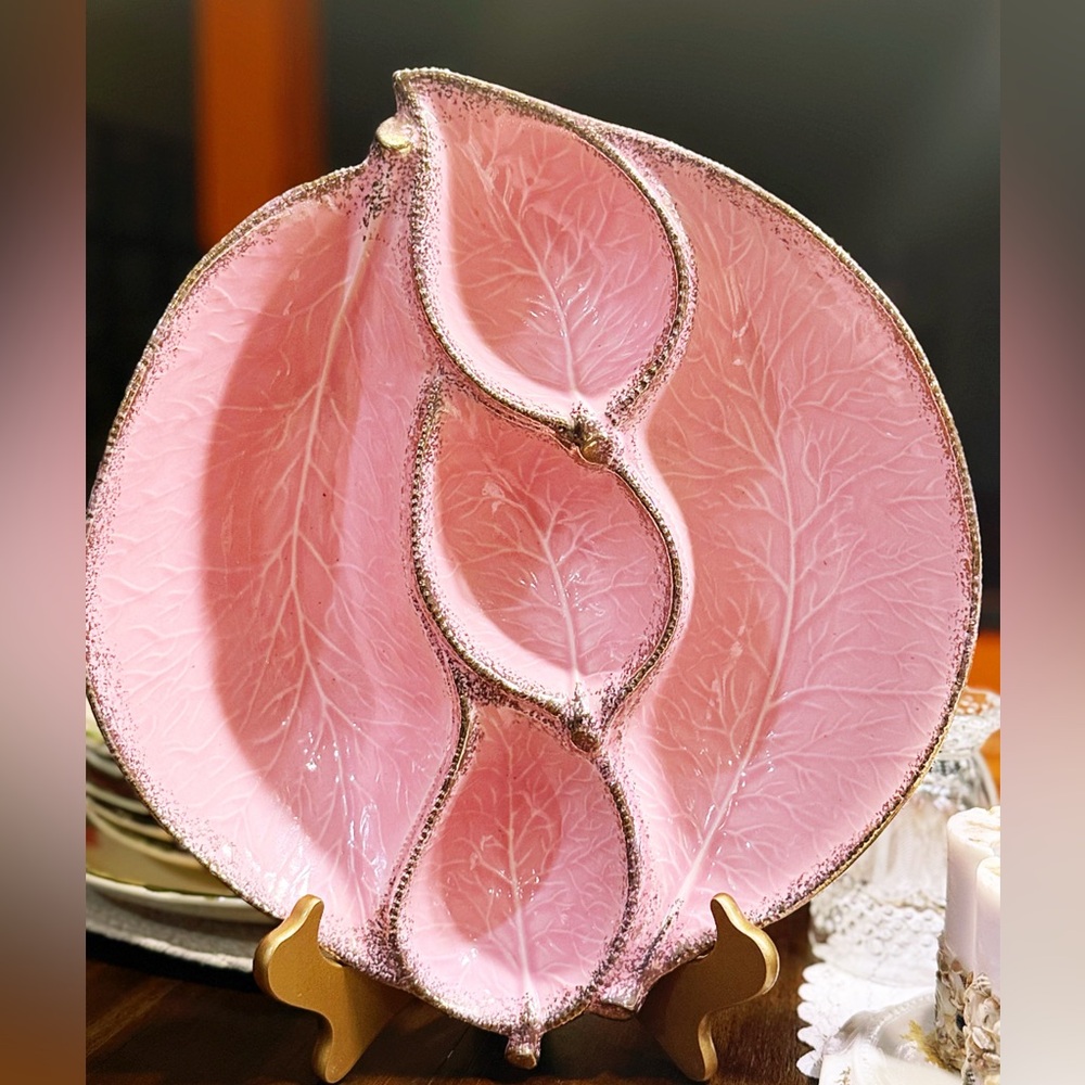 Vintage California Original Pottery Pink Divided Leaf Server – #678